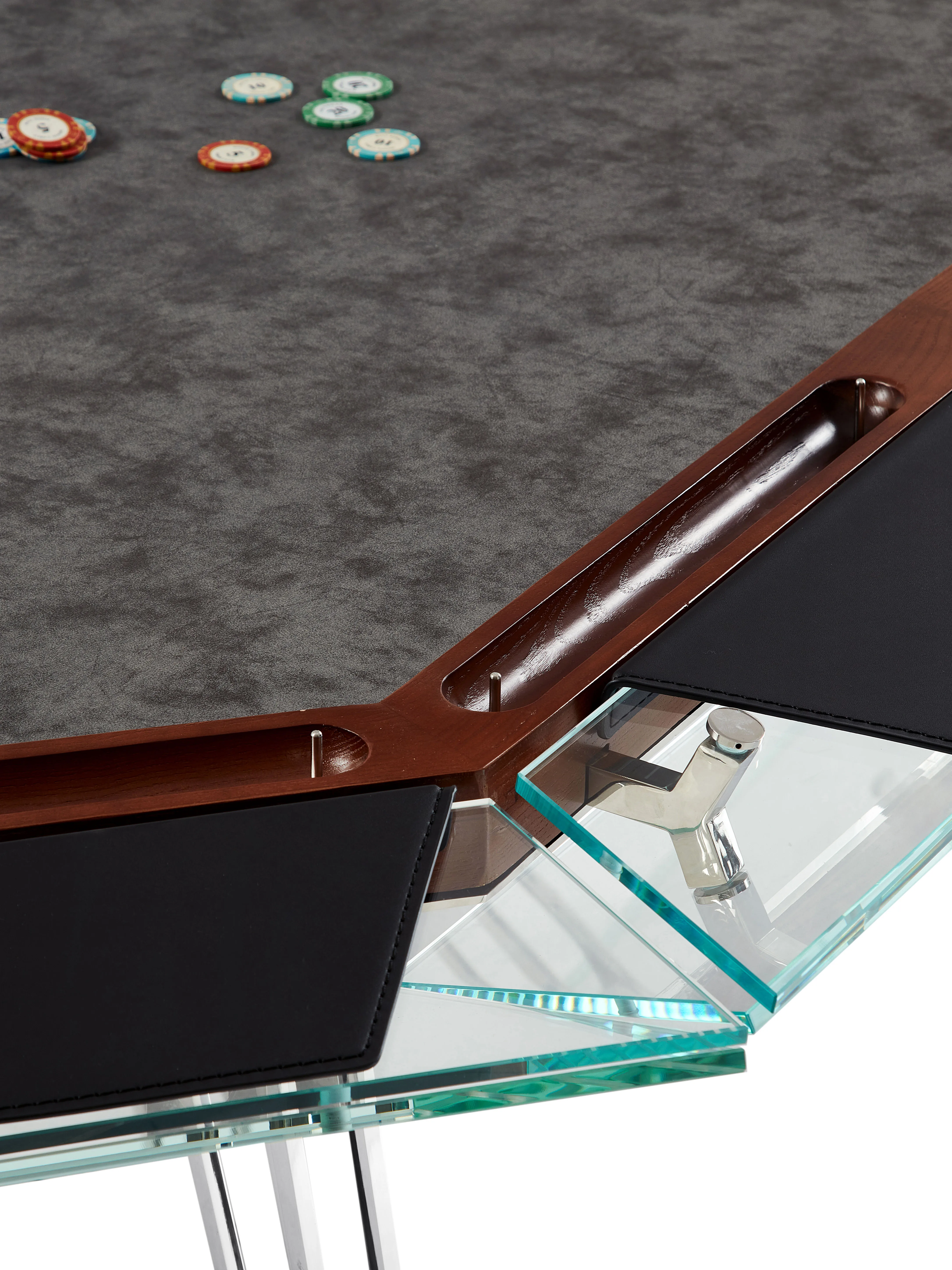 Italian luxury multi-position chips acrylic crystal glass high-end Texas Hold 'em poker table