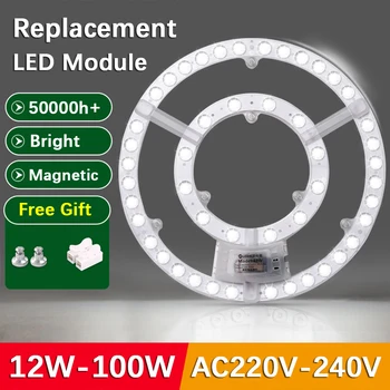 LED 천장 조명 모듈 교체 LED 조명 보드, 라운드 링 LED 패널, 에너지 절약 개조 보드, 조도 조절 가능, 220V, 12W-100W