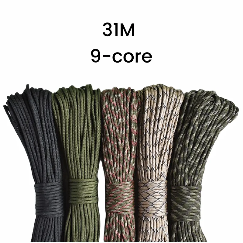31M Parachute Rope 4mm Thick 9-Core Military Rescue Rope Camping Tent Canopy Wind Ropes Outdoor Multi-Function Ropes