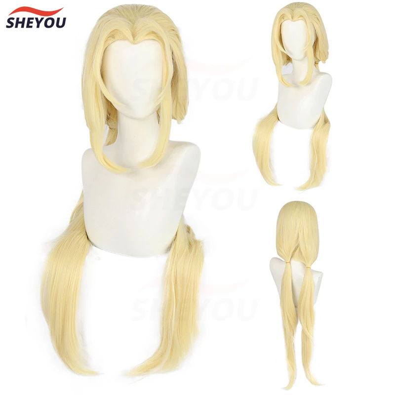 

Tsunade Cosplay WigAnime Tsunade 100cm Long Blonde Straight Heat Resistant Synthetic Hair Halloween Party Wigs + Wig Cap