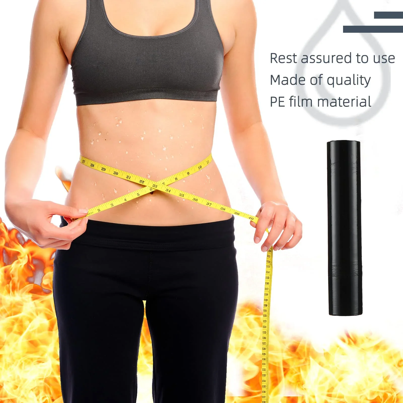 3/2/1 Roll 60 Meters Black Osmotic Plastic Body Wrap Workout and Sweat Enhancer Stomach Wrap Body Film Massage Accessories