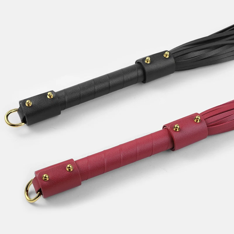 60CM PU Leather Horse Whip,Handmade Suede Flogger Bull Whip Cowhide Horse Riding Whip Handle with Iron Hoop 3