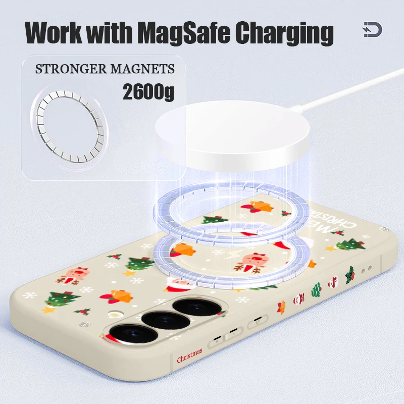Festive Santa & Elk Magnetic Phone Case with Magsafe Wireless Charging Compatibility