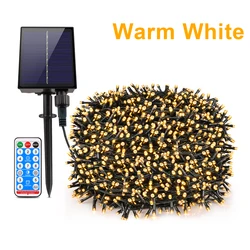 Enhanced Solar - Powered LED Lawn String Lights - 8 Lighting Modes - 50M LED (Warm White)