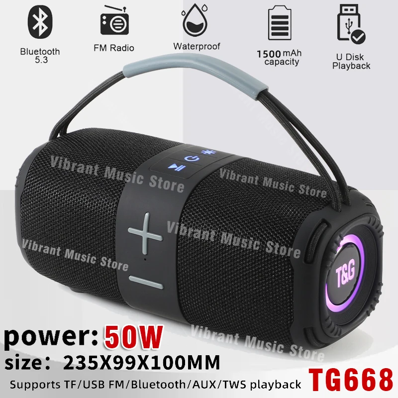 

TG668 50W High Power Caixa De Som Bluetooth Speaker Portable Column For PC Computer Speakers Subwoofer Music Center Boom Box