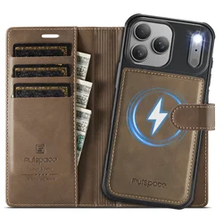 Deluxe Detachable Wallet Case - 2 - in - 1 Flip Folio Card Holder with RFID Protection and Shockproof Kickstand - iPhone Air (Brown)