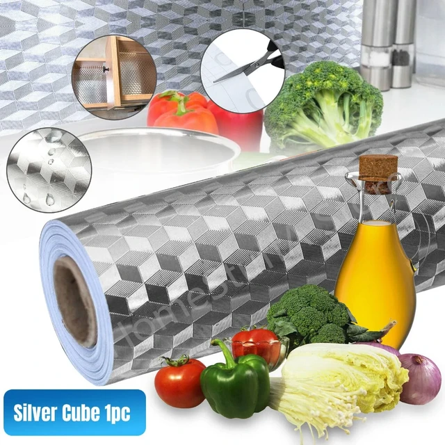 Pegatina de pared multifuncional para cocina, papel de aluminio