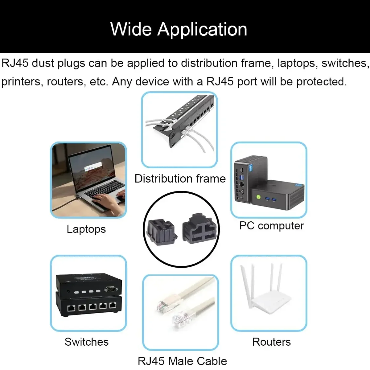 Ethernet Hub Port RJ45 Anti Dust Cover Cap Protector Plug RJ45 DustPlug For Laptop/ Computer/ Router RJ45 Connector Port Caps