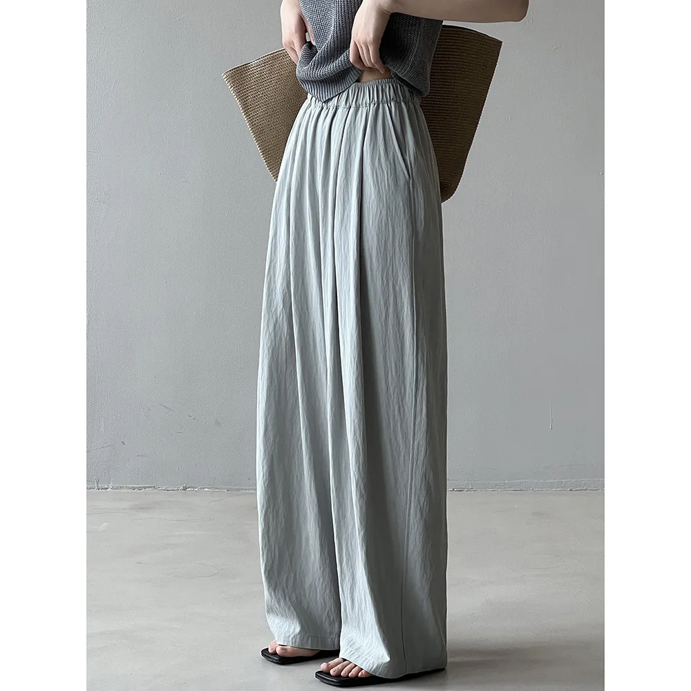 

Модные и элегантные повседневные брюки с завышенной талией для женщин, Новинка лета 2024, Стильные прямые универсальные брюки с эластичным поясом