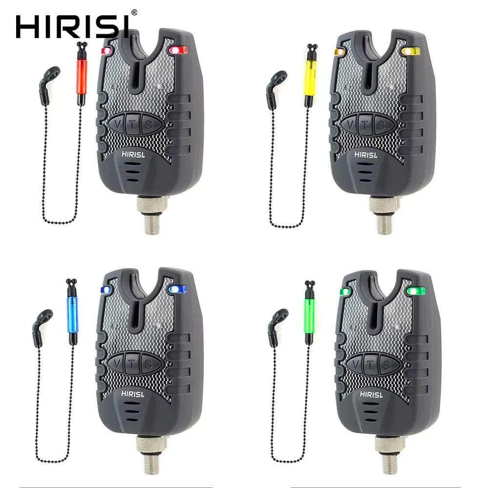 Kit alarme et swingers Hirisi 1+1 pour carpe - Indicateur LED 4 couleurs avec détecteur de touches précis