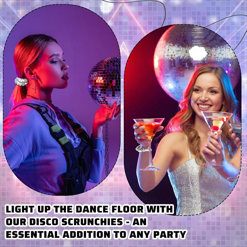 1/6 Stück Pailletten-Disco-Kugel-Haargummis, Hochzeit, Brautparty, Dekoration, Haarband, Junggesellenabschied, Gastgeschenke, Geschenke, 70er-Jahre-Disco-Geburtstag – Detail 1