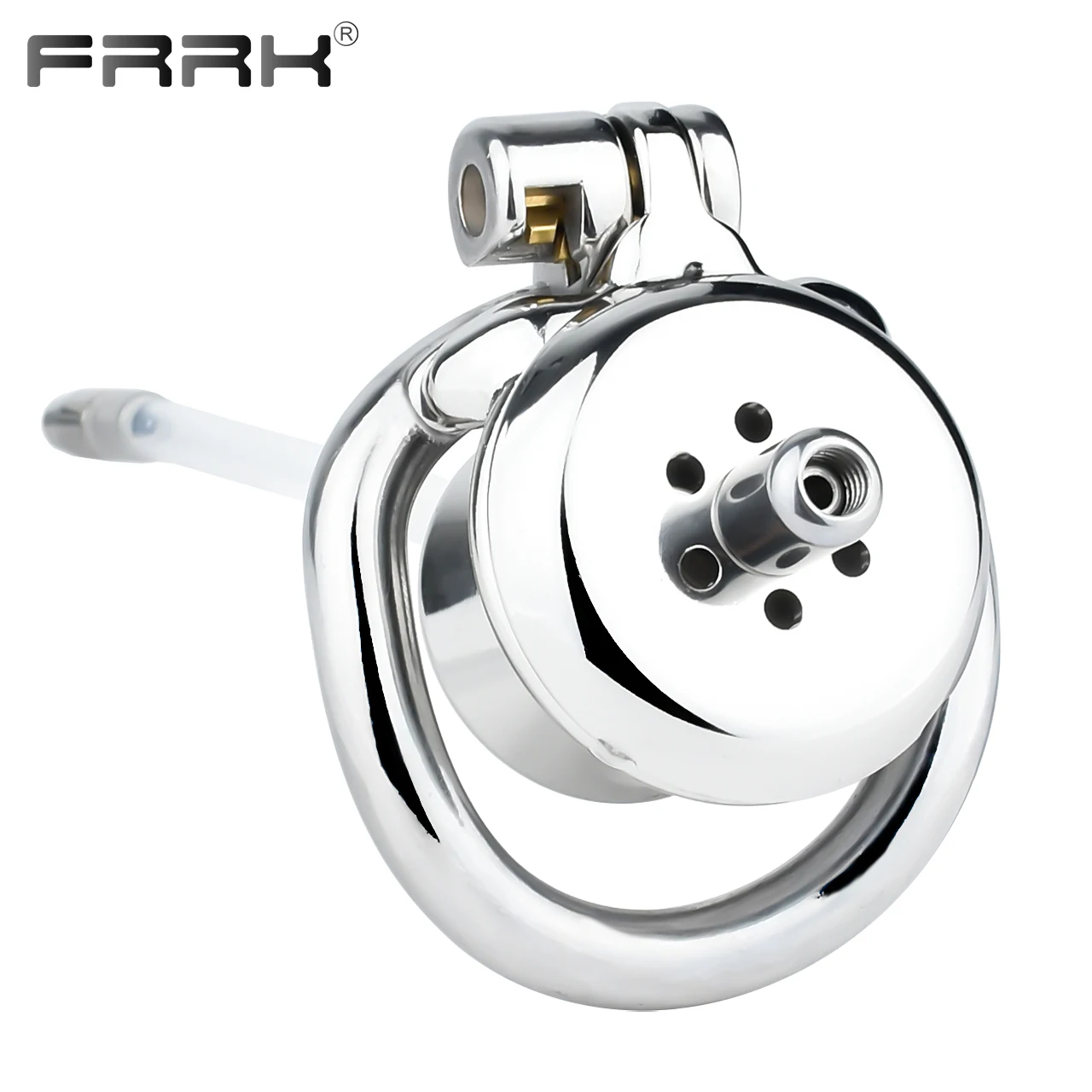 FRRK Basket Urethral Inverted Negative Chastity Belt with Silicone Catheter Sounding Stainless Steel Bdsm Penis Cage for Men