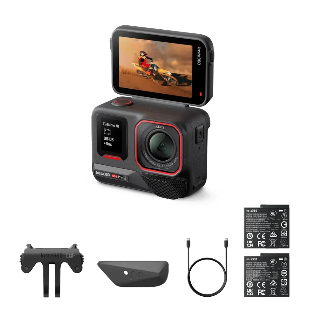 Cámara de acción alimentada por IA Insta360 Ace Pro 2 8K original - Paquete estándar de batería dual