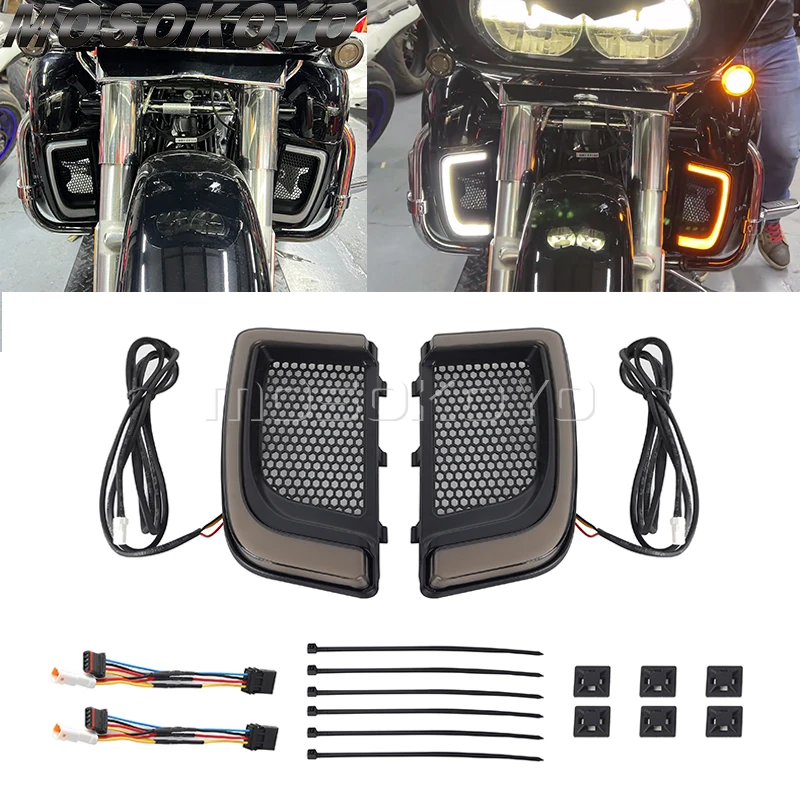 

LED Fairing Lower Grills Turn Signals Light Running Lamp For Harley Touring Road Glide Electra Glide Ultra Limited FLHTK FLTRU