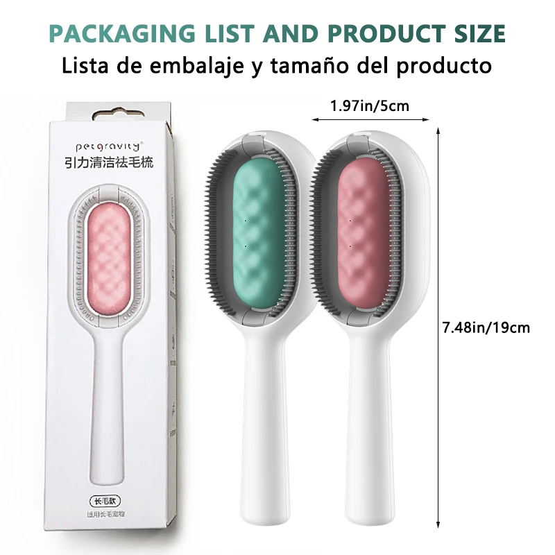 3-in-1 Cat Brush Long Hair Remover Brush for Dog Cat Silicone Pet Grooming Comb with Wipe and Water Tank Pet Product Accessories 2