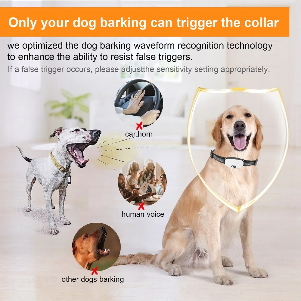 Dog Bark Deterrent Bark Collar Rechargeable Anti Barking Collar for Small and Medium Dogs