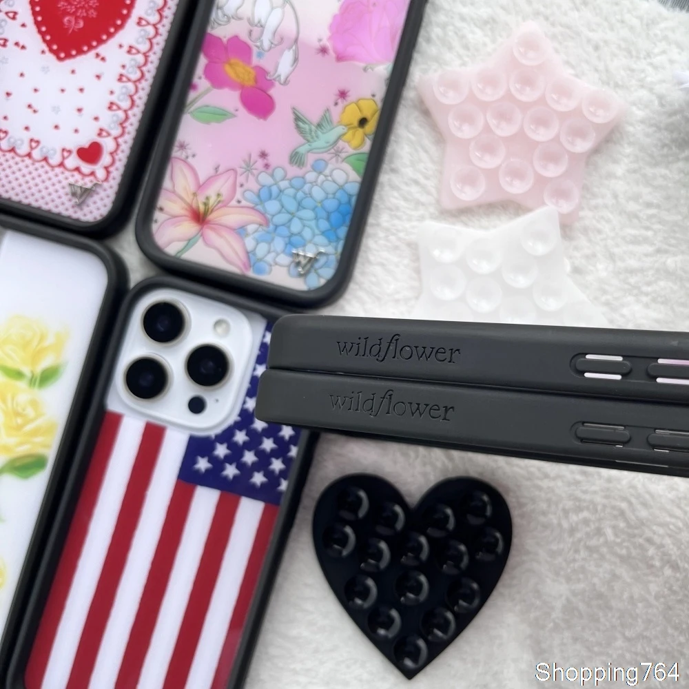 Wildflower Lily and Rose Bluebell Phone Case with American Flag Design