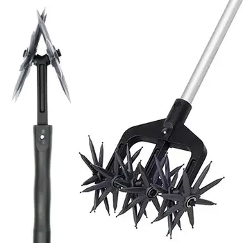 Effective Adjustable Rotary Cultivator Detachable Hand-Held Soil Loosener Easy To Use Labor-saving Garden Lawn Tiller Reseeding