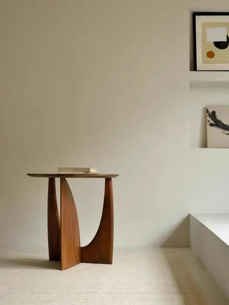 Middle Ages-silent Wind Coffee Table Solid Wood Round Side Table Designer Corner Black Small Round Simple Coffee