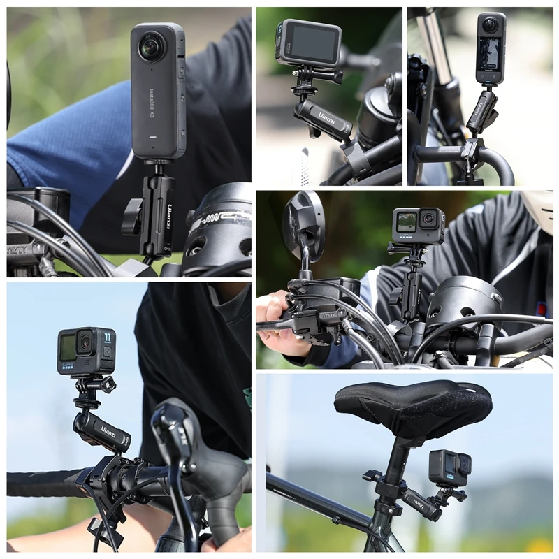 Ulanzi CM025 Bike/Motorcycle Handlebar Mount 360° Rotating Action Camera for GoPro Adapter for GoPro Hero 13 12 11 for Insta360