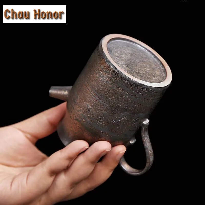 150ml Japanese Style Retro Gilding Pot Coarse Pottery Personal Side Of The Pot Handmade Teakettle Puer Teaware Office Decoration