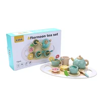 Wooden Children Simulation Afternoon Tea Set Toy Pretend Play Food Learning Role Play Game Early Educational Toys for Toddlers G 2