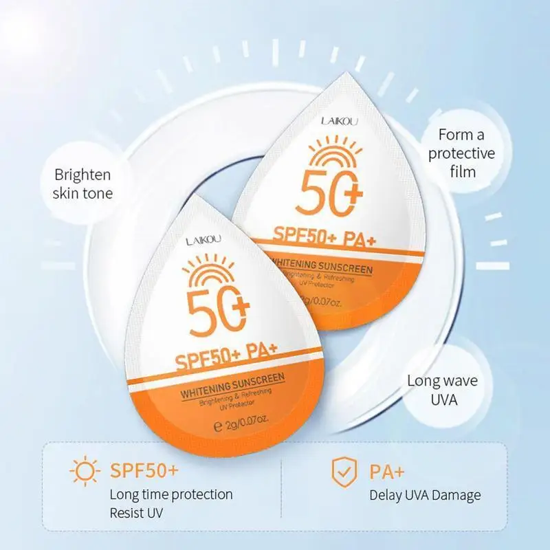 

5 шт. увлажняющий солнцезащитный отбеливающий крем SPF50 + УФ, защитная пленка против солнца для ухода за кожей, нежирный макияж