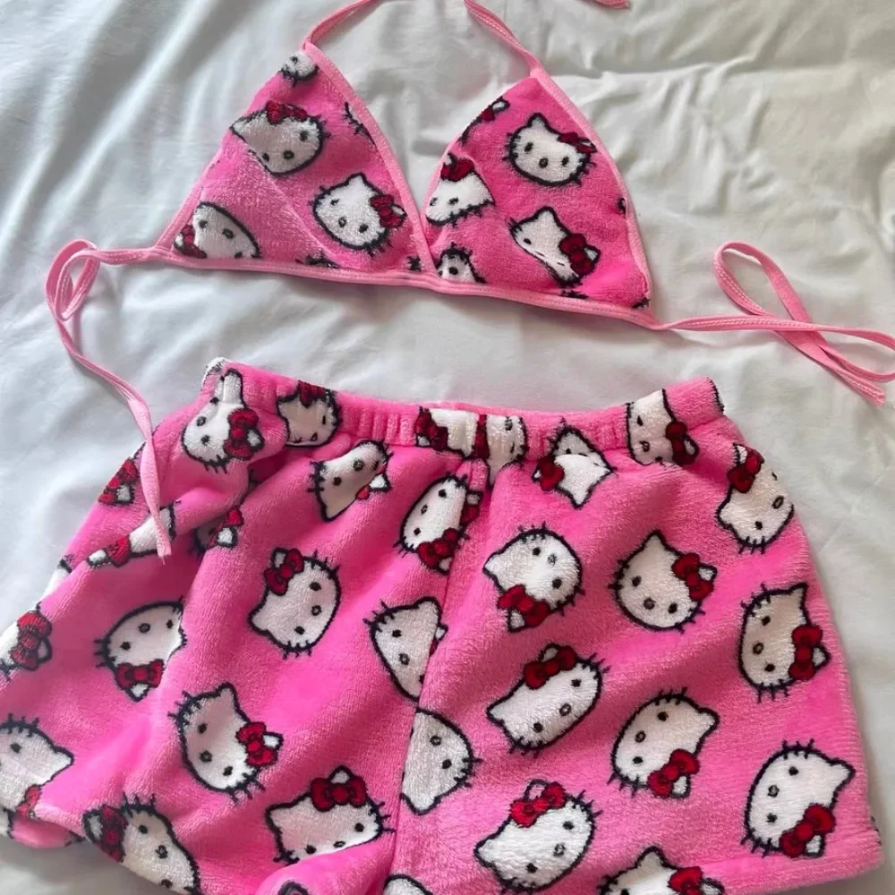 Hello Kitty ladies Pajama Two Piece Sanrio Anime Kawaii Women Home Underwear Cute Summer Beachwear Bra Shorts Girl Bikini 1