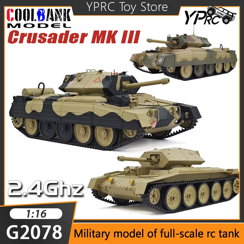 쿨뱅크 RC 탱크 크루세이더 MK III G2078 1:16 2차 세계대전 RC 자동차 영국 크루세이더 풀 스케일 전동 360 °   크롤러 군용 모형 장난감