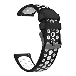 Sport Silicone Replacement Strap - Universal 22mm/20mm Band for 20mm (Black White)