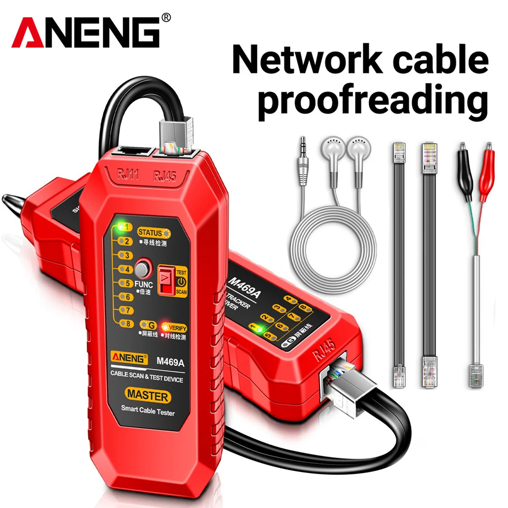 

ANENG M469A Network Cable Finder RJ45 RJ11 LAN Cable Finder Tester Anti-Interference Testing Instrument Network Repair Tool