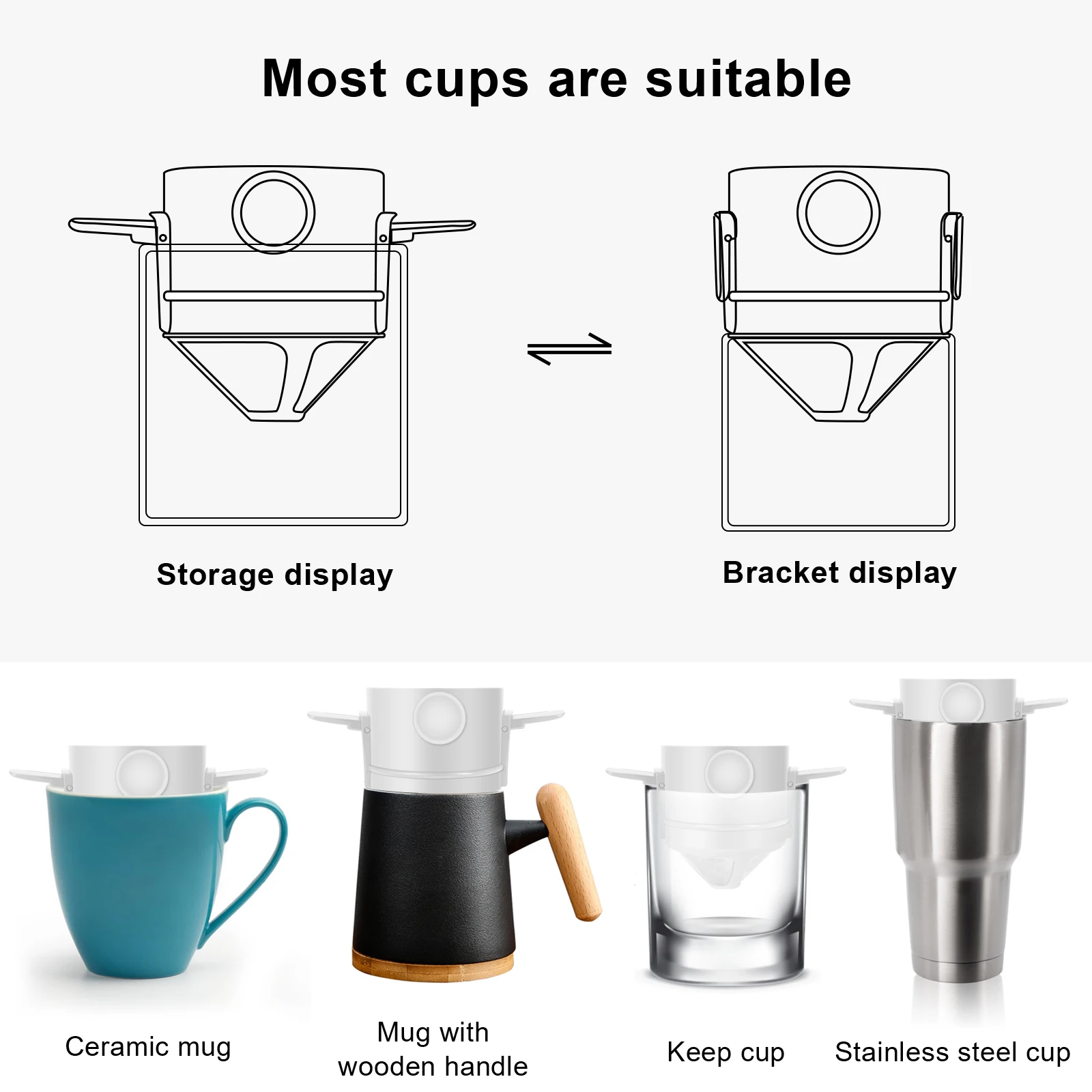 Portable Foldable coffee filter Stainless Steel Easy Clean Reusable Coffee Funnel Paperless Pour Over Holder Dripper
