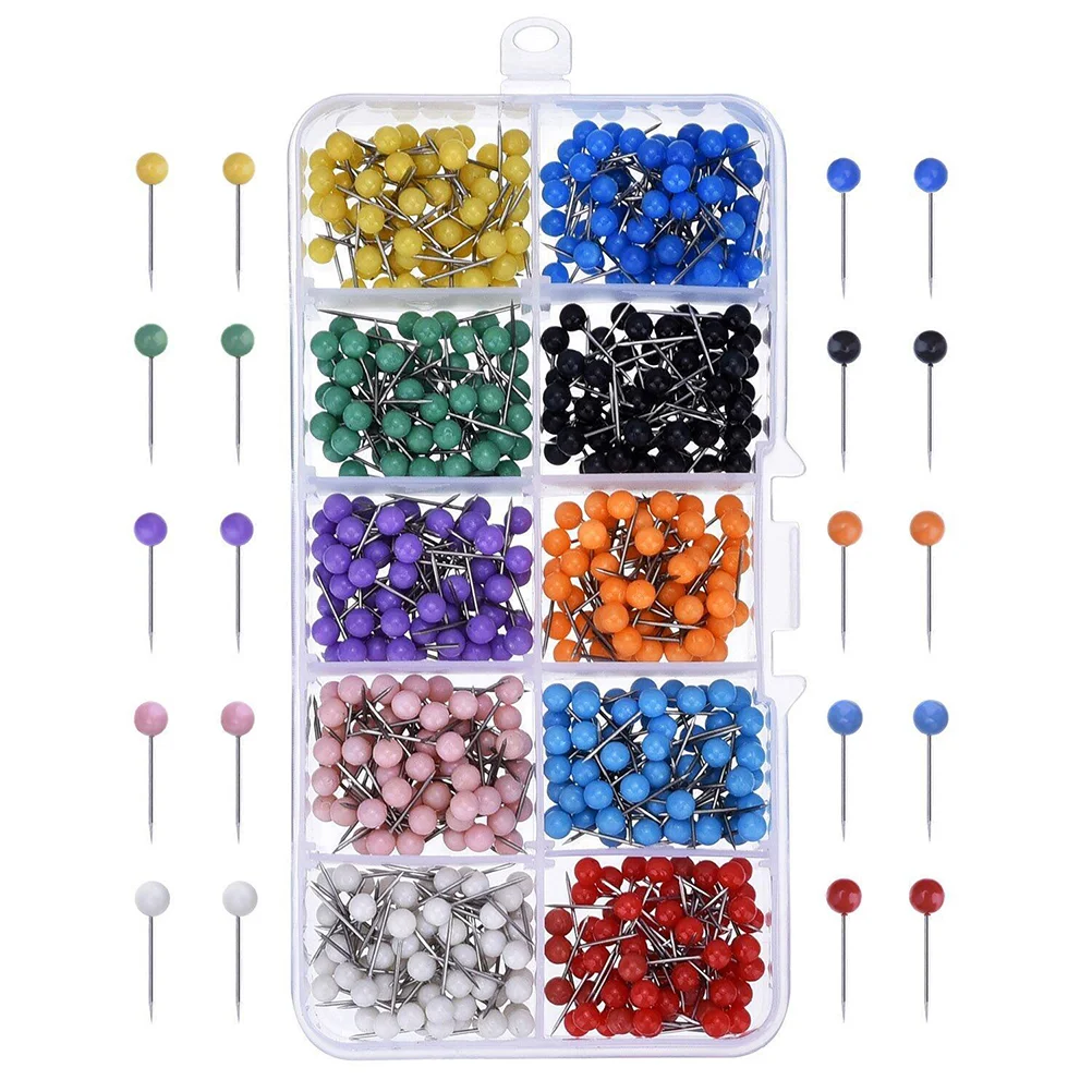 

Multi-color Push Round Head Map Tacks for Maps Calendar Whiteboard Fabric Making Safety Colored Thumbtack Office School