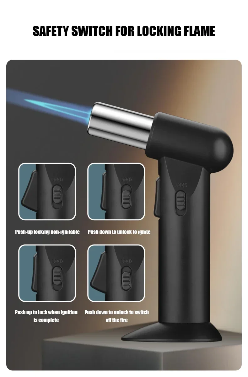 Description Picture 6 of item2024 Sell Hot Large Flame Gun Lighter,Windproof Blue Flame,Adjustable Flame Size,Safe Locking Fire, Outdoor Barbecue Gadgets