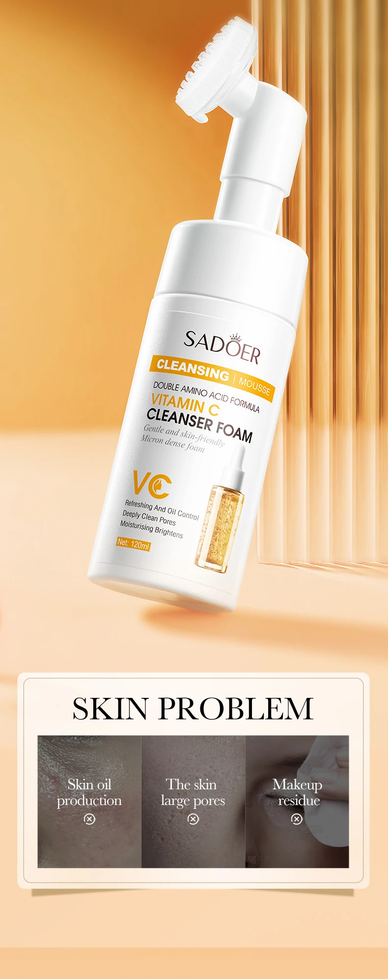 Saoder Vitamin C Face Wash Foam Cleansing Mousse For Bright Skin_voghion.com