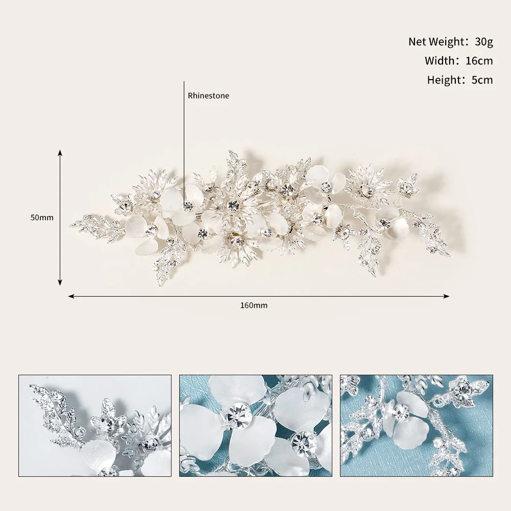 Gold Metal Flowers Rhinestones Bridal Hair clip Vine Bridesmaid Hairpiece Floral Headpieces Wedding