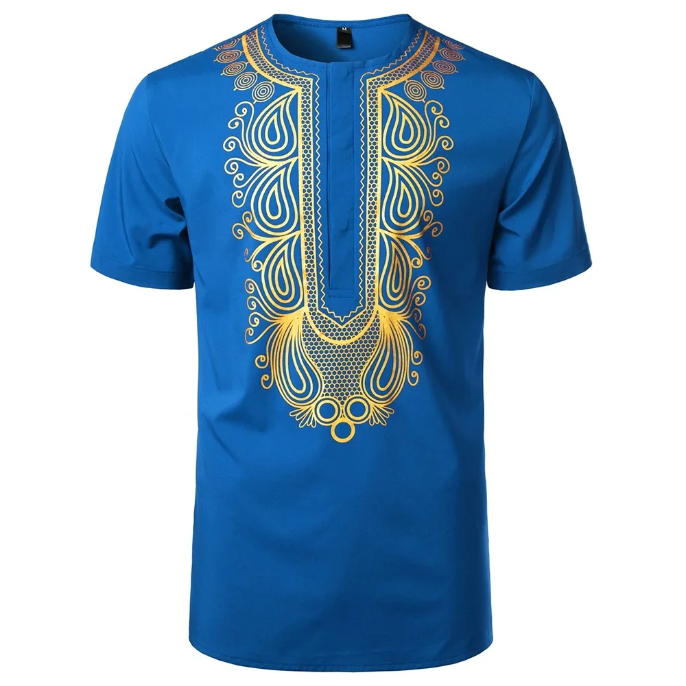 African Style T-shirt Men's 3D Printed Summer Short Sleeve Round Neck Top 3