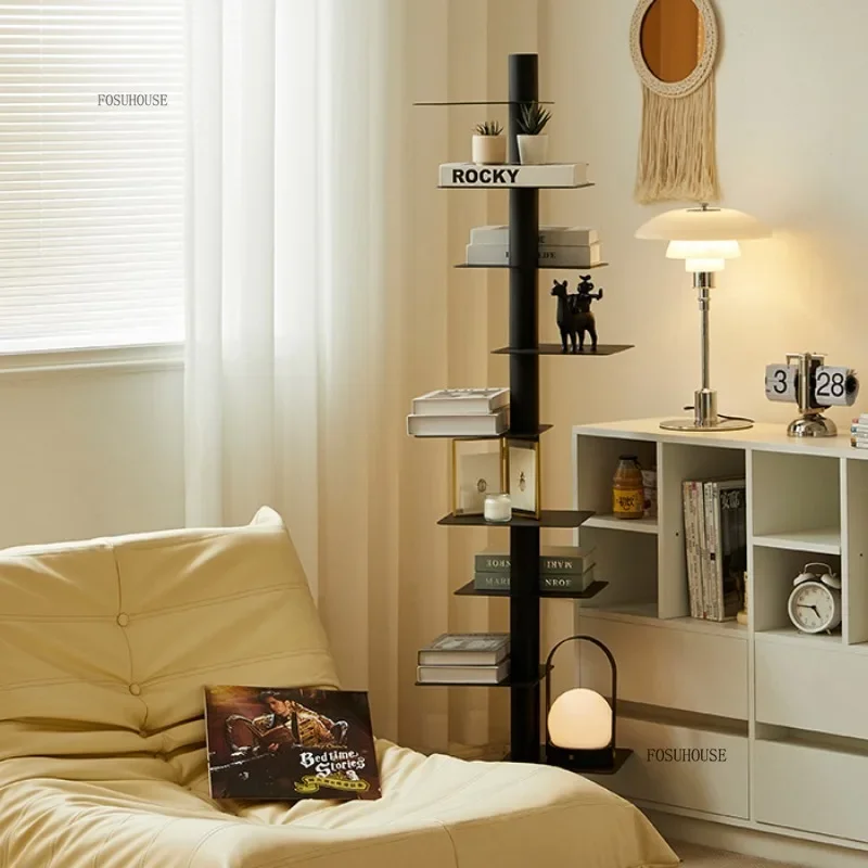 Modern Design Rotatable Adult Children Bookcase Living Room Library Iron Storage Corner Plant Shelves Book Rack Home Decor B