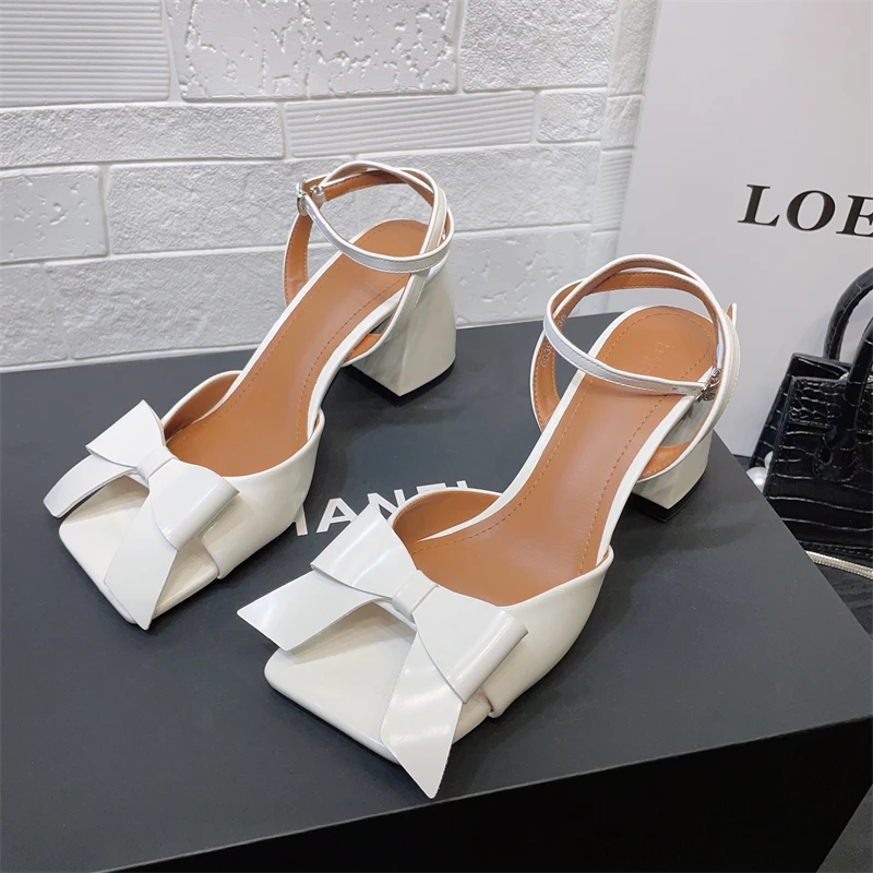 

French 2023 Summer New Fashion Narrow Band Women Sanda New Brand Square Toe Ladies Elegant Gladiator Shoes Thin High Dress Pumps