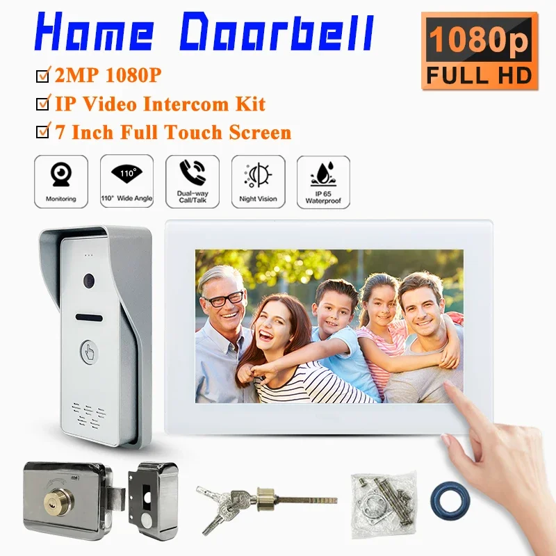 

Professional Services IP System 7 Inch Remote Unlock IP65 Waterproof HD 1080P Camera Visiophone Intercom with Electronic Lock