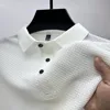 Summer New Men's POLO Shirt Casual Breathable Comfortable Solid Color Button-Down Lapel High-Quality Short-Sleeved Tops 2