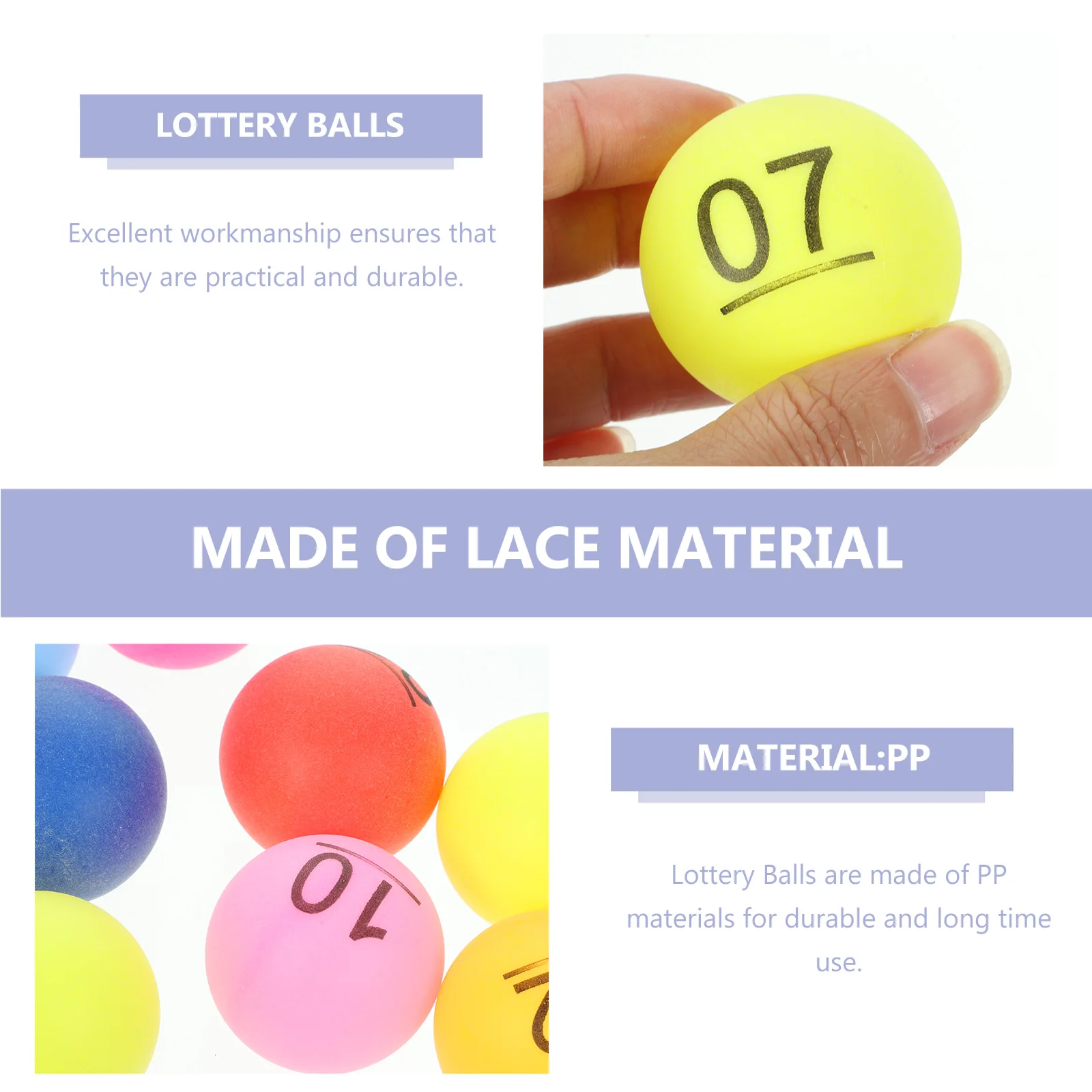 10 Pcs Color Number Ball Lottery Box Selection Party Lucky Draw Table Tennis Game Balls for Entertainment Numbered Pp Portable