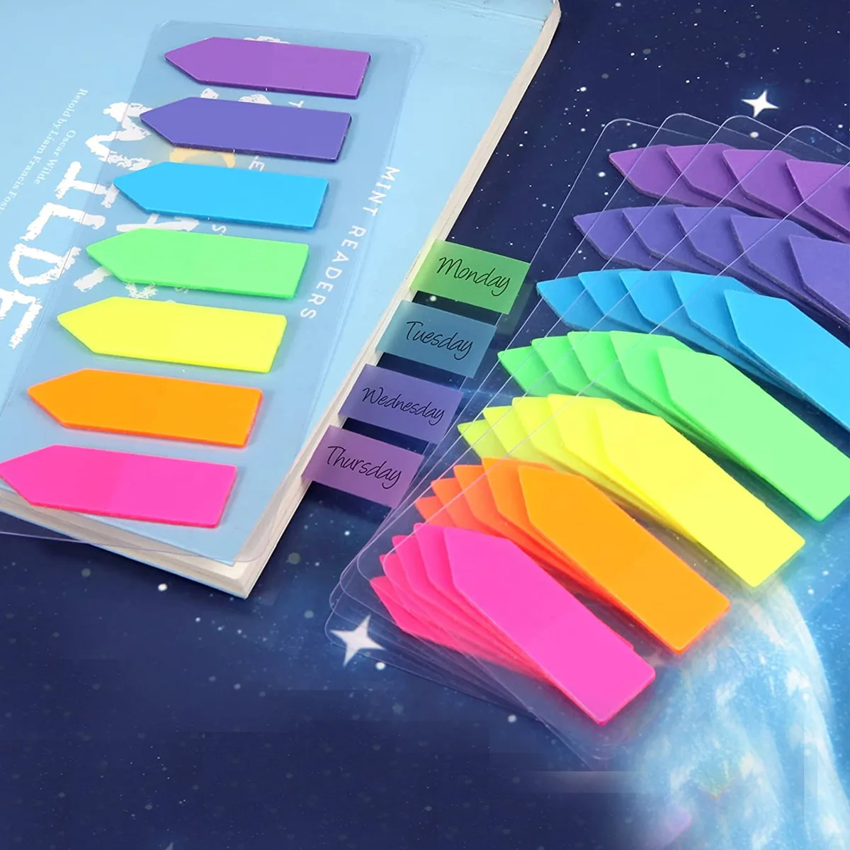 7 Packs 1400 Sheets Transparent Sticky Notes Self-Adhesive Annotation Books Bookmarks Memo Pad Index Tabs Stationery 2