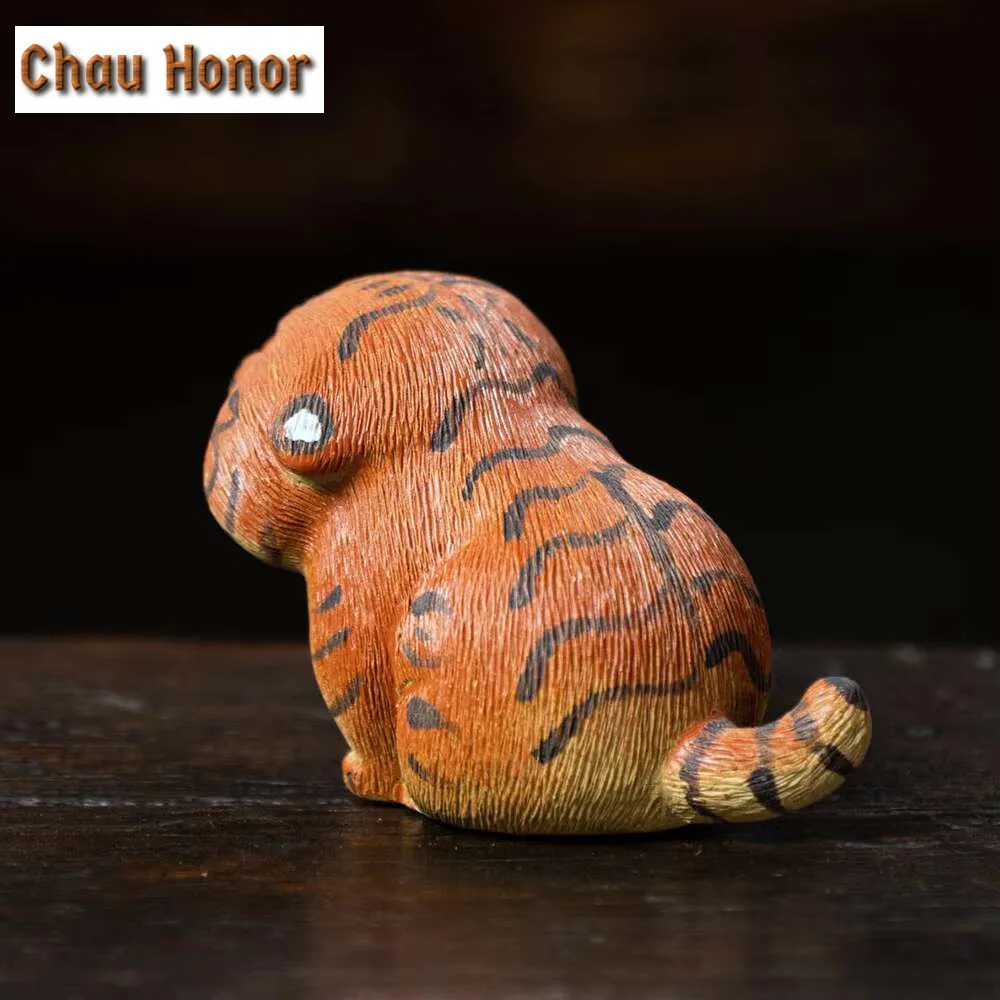 Cute Zodiac Tiger Tea Pet Small Animal Tea Sculpture Tea Figurine Household Tea Statue Tea Ceremony Drinkware Accessories Craft