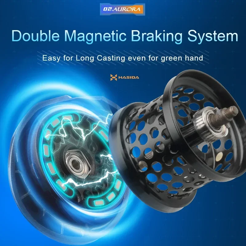 2024 HISTAR 오로라 라이트 루어 버전, 7.3:1 비율, 5kg 드래그 파워, 11 + 1 BB 더블 마그네틱 제동 베이트 캐스팅 낚시 릴