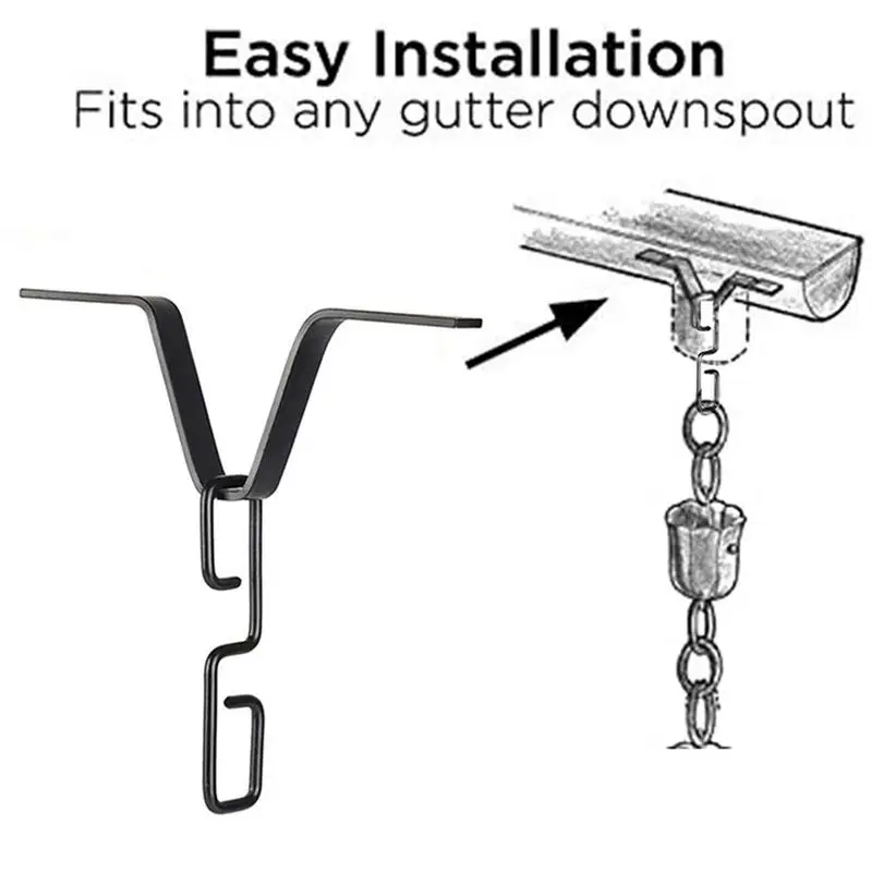 Rain Chain Hook Safe V-Shaped Design Rain Chain Adapter Lightweight Gutter Clip Portable Copper Hook Hanger