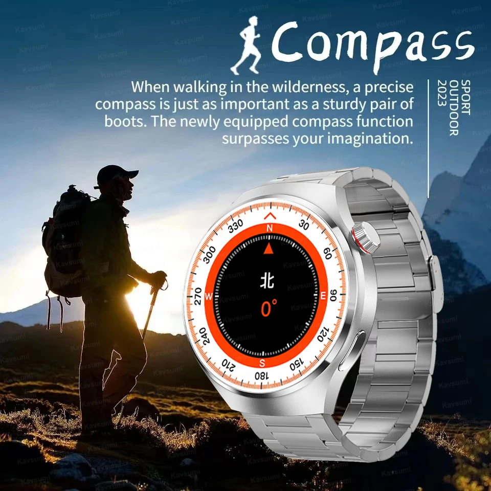 Reloj inteligente NFC para hombre, dispositivo resistente al agua IP68, con  GPS, Pantalla AMOLED HD de 2024x454, brújula, control del ritmo cardíaco