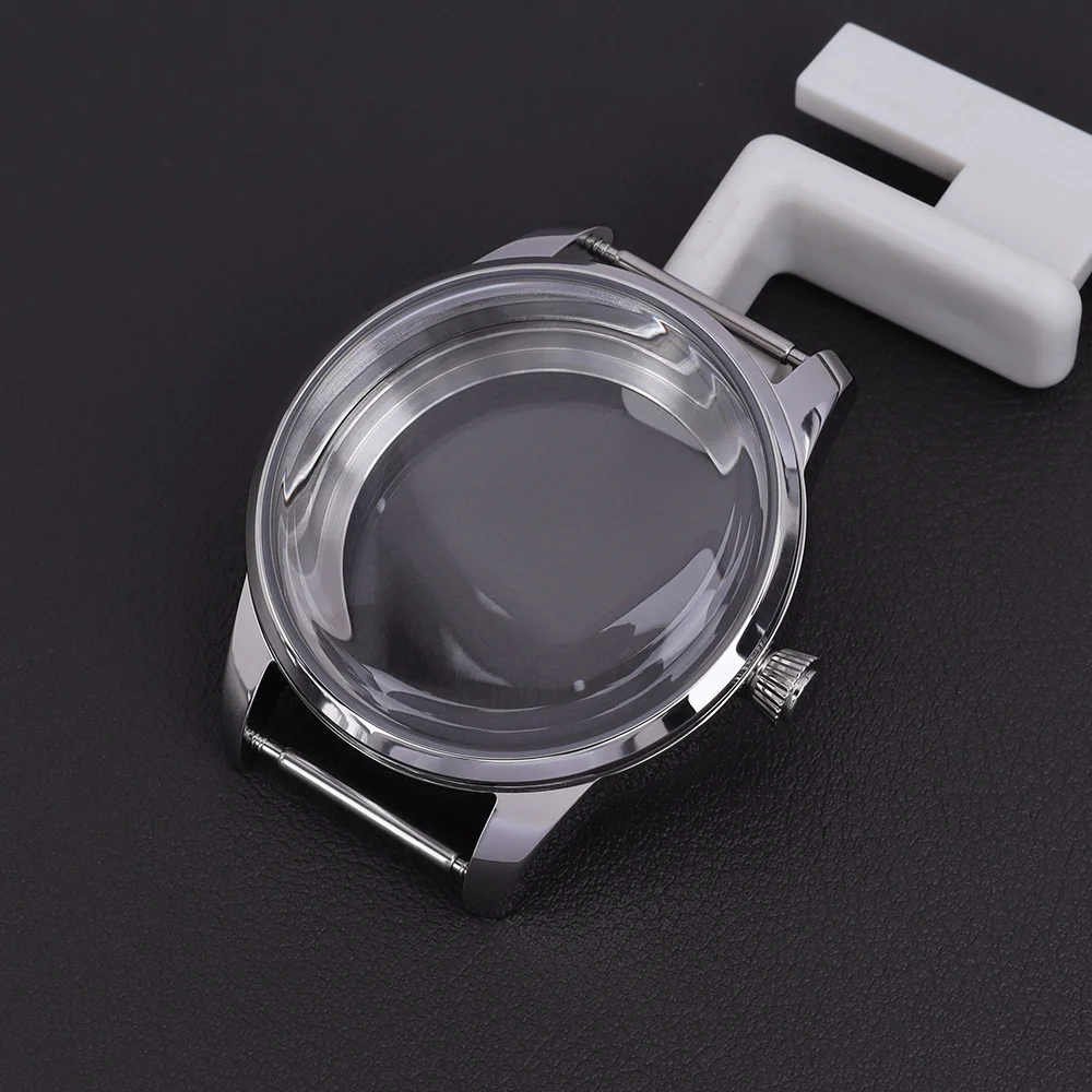 Für 33MM/40MM Cocktail-Uhrengehäuse, Edelstahlgehäuse, gewölbtes Glas, passend für NH35 NH34 NH38 Uhrwerk, Ersatzteil, silbernes Gehäuse – Detail 6