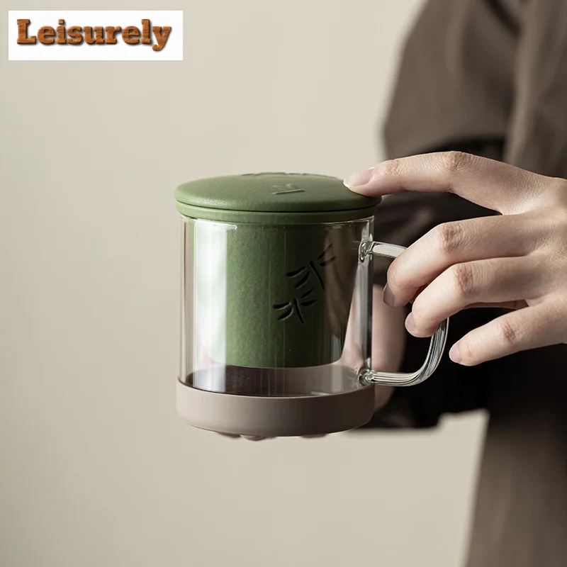 350ml Creative Dragonfly Glass Filter Tea Separator Cup Handmade Tea Mug with Infuser Tea Maker Office Water Cup Teaset Craft
