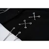 Women Punk Gothic Cropped Blazer with Metal Chain Harajuku Design Streetwear Chic Patchwork Suit Office Lady Commute Short Coat 4